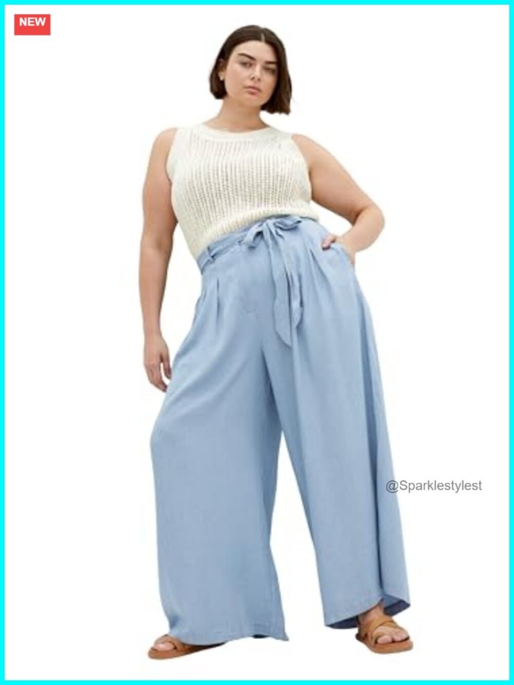 Wide Leg High Rise Pants with Belt and Pockets